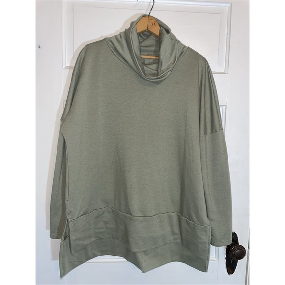 The Unbranded Brand Tops - Nature Student Cozy Core Oversized Sweatshirt Pale Olive Green Medium High Neck